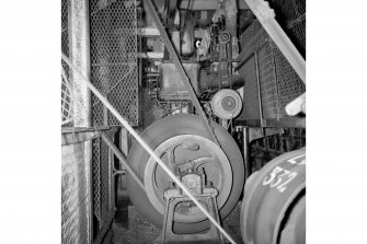 Lasswade, Westmill Road, St Leonard's Paper Mill, Interior 
View showing part of Ashworth and Parker two-cylinder steam engine