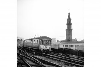 Glasgow, St. Enoch Station
View from N showing diesel multiple unit with steeple in background