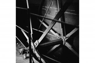Stravithie Mill, Interior
View showing axle and spokes of waterwheel