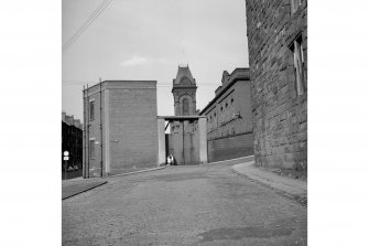 Glasgow, Edington Street, Port Dundas Power Station
View from S showing entrance gate on Corn Street with power station in background