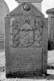 Coupar Angus Abbey Churchyard.
East face of gravestone commemorating Anne Young, d.1737.