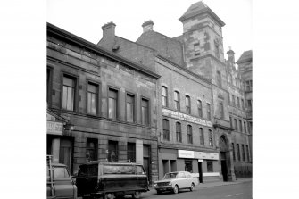 Glasgow, 328-332 Abercromby Street, James Meighan and Sons
View from SE, 340 Abercromby Street in left of shot, Clyde Street Home in right background