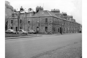 Catrine, 2 Chapel Street, Terraced House
View from W showing WNW front of number 2 Chapel Street, WNW front of number 14 Mill Street and SSE front of numbers 14-2 Mill Street