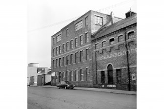 Glasgow, 53 Kilbirnie Street, Cabinet Works
View from NW showing NNE front of Cabinet Works with part of stable, muster hall and store block of Refuse Disposal Works in foreground