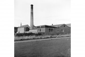 Stewarton, 17-19 Avenue Street, Factory
View from E showing chimney and part of ENE and SE fronts of works