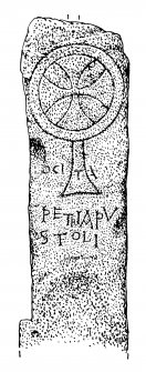 Digital copy of drawing of St Peter Stone, Whithorn Museum.