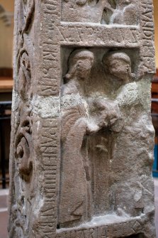 Ruthwell Cross (Dumfries-shire), detail of panel showing Paul and Antony. Slide taken by I Fisher (RCAHMS).