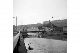 View from SE, canal workshops in background, cottage to right