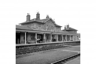 Cupar, Station Road, Station and Associated Buildings
View from S showing SE front of central part of main station building with N end pavilion of main station building in background