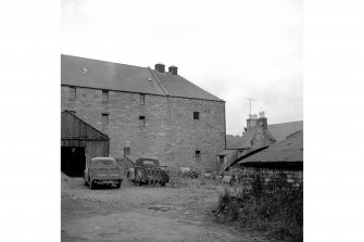Cupar, East Burnside, Burnside Mills
View from E showing ENE front of twin-vented kiln and part of ENE front of W mill
