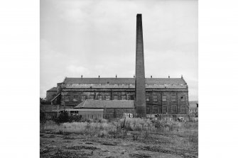 Kirkcaldy, Bridgeton, West Bridge Mill
General view from SSE showing chimney and SSE front of main block