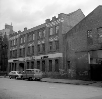 Glasgow, 9-11 Portman Street, Mintex Service Depot
View from WSW showing WNW front of Mintex Service Depot with part of Harbour Engine Works on right