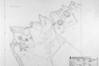 Scanned image of drawing showing site plan of First and Second  World War 6-inch gun emplacements, Battery Observation Tower (WW II),magazines and accommodation camp.
Duplicate of SC1065342
