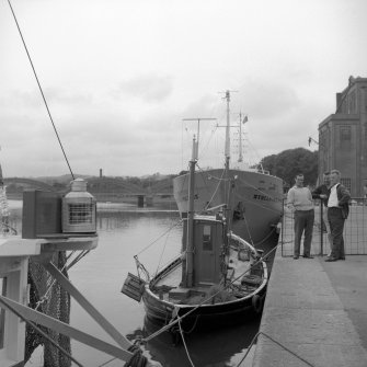 Kirkcudbright Harbour
View from WSW showing M.V. Stella Polaris docked at harbour with boat in foreground