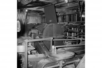 Netherplace Bleachworks, Electricity Generating Station; Interior
View of stenting machine made by Duncan Stewart and Co in 1888