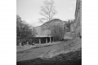 New Lanark, 
Distant view of Mills No.2 and 3, from SE
