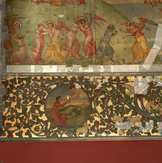 Detail of pentecostal frieze on west wall of nave