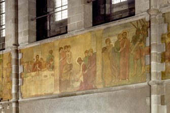Catholic Apostolic Church, interior, nave, North wall
Detail of mural showing scenes from the Passion; Last Supper, Washing the Disciples' Feet, Agony in the Garden