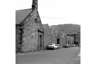 Galashiels, Dale Street, Netherdale Mill
View from S showing ESE front of weaving sheds