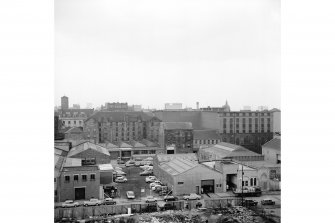 Glasgow, 65-73 James Watt Street, Warehouses
View from 'Twin Sister' looking SE showing WNW front of numbers 65-73 and part of WNW front of numbers 27-59 James Watt Street with numbers 60-64 Brown Street in foreground