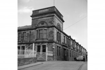 Dunfermline, Foundry Street, St Margaret's Works
View of tower on SW corner of E range, fom SW
