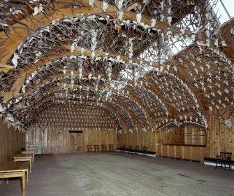 View of interior of ballroom from N