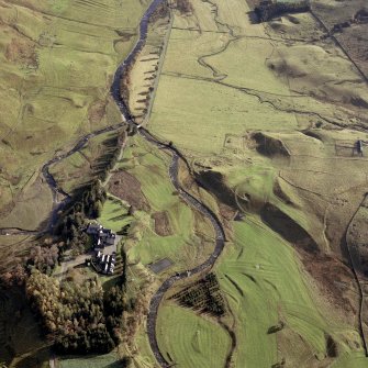 Oblique aerial view showing Dalmunzie.