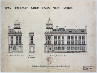 Elevations of Royal Insurance Company offices, Union Street.  
