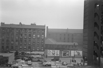 Glasgow, 11-27 George Street, Tenements
View from NNE showing NNE front of numbers 11-27 George Street with warehouse in background