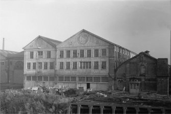Glasgow, Pointhouse Shipyard
View from WNW showing NW front of joiners' shop with part of Pointhouse Boiler Works in background