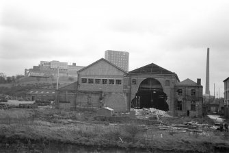 Glasgow, 58 Ferry Road, Pointhouse Boiler Works
View from NW showing NW front during demolition
