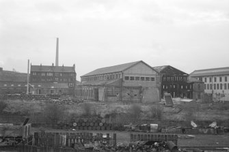 Glasgow, 58 Ferry Road, Pointhouse Boiler Works
View from NNW showing NW and NE fronts during demolition