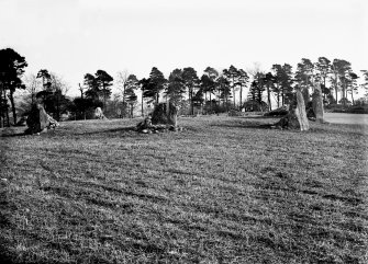General view from the east.
Original negative captioned: 'Stone Circle at West Mains, Castle Fraser. Feb 1903'.