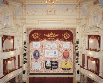 Aberdeen, Rosemount Viaduct, His Majesty's Theatre.
Interior, auditorium, view of stage from circle with safety curtain down.