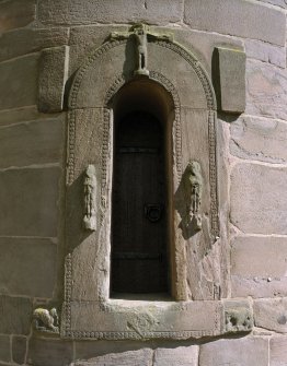 View of tower doorway from West.