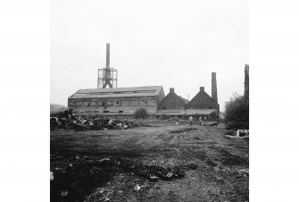 View showing part of the site during clearance. The double-gabled building on th right, with its stepped chimney, was probably early 19th century