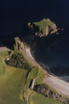 Canna, Coroghan (Coroghon) Castle, Alman and An Coroghan (Coroghon Barn): aerial view of various sites.