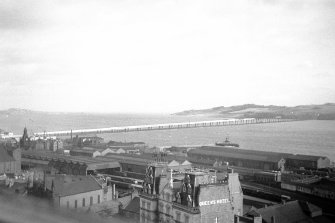 View looking ESE from staff club showing Tay Road Bridge in distance with part of Dundee in foreground
