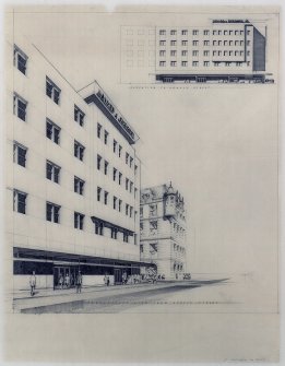 Photographic copy of perspective view from Argyle Street, elevation to Argyle Street.
Scanned image of D 73095 CN.