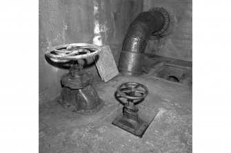 North tunnel, detail of oil tank control valves.