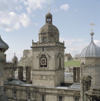 Scanned image of Edinburgh, George Heriot Hospital. View of clock tower.