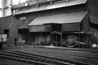 View showing hot-metal wagons for transferring iron to Clydebridge Steel Works from Clyde Iron Works