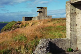 View of twin 6 pounder gun emplacements and observation post from 12 pounder gun emplacement to East