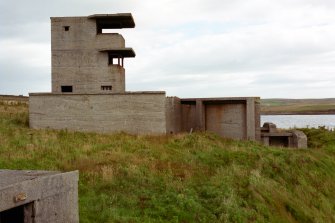 View of observation post and twin 6 pounder gun emplacement from W with part of west 12 pounder gun-emplacement