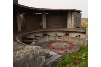 View from South West of twin 6 pound gun platform and part of canopy