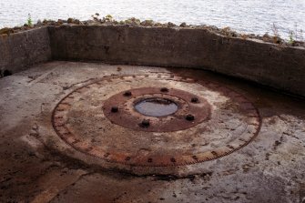 West 12 pound gun emplacement, detail of calibrated gun ring/hold fast.