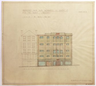Aberdeen, 131-139 Union Street/The Green, Boots.
Photographic copy of proposed elevation to Green.
