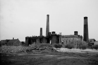 View from SE showing works with blast furnaces in centre