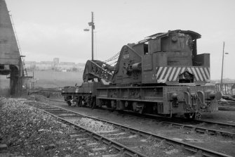 View showing breakdown crane (ex Caledonian Railway) at Eastfield Motive Power Depot