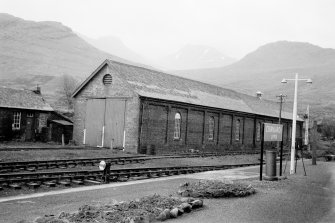 View from NW showing N front and part of WSW front of engine shed